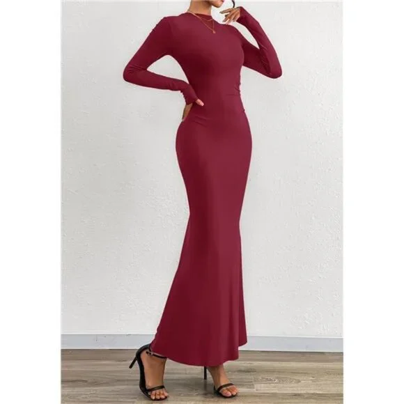 Women Bodycon Maxi Dress Formal Red - Picture 5 of 6